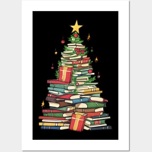 Bookworm Christmas Tree books Posters and Art